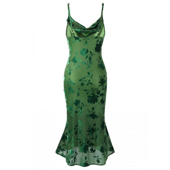 Green  Floral Vintage Dress