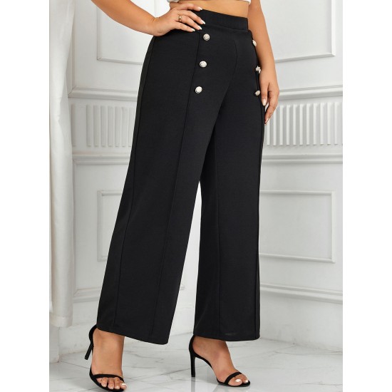 Plus Size  High Waisted Double Breasted Suit Pants