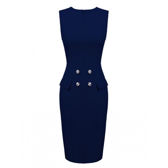 2PCS  Button Work Pencil Dress