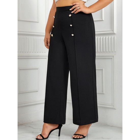 Plus Size  High Waisted Double Breasted Suit Pants