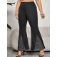 Plus Size Black  Solid Flare Pants