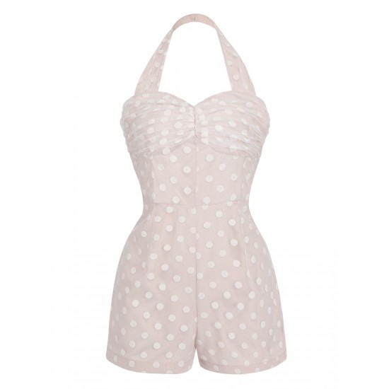 Light Pink  Halter Romper & Polka Dots Skirt