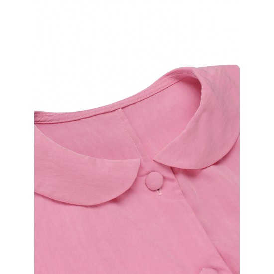 Pink  Doll Collar Solid Dress