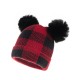 Red & Black Plaid Hairball Knitted Parent Hat