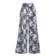 Navy Blue  Floral Wide-Leg Pants