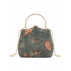 Blue  Embroidery Square Handbag