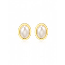 Alloy Oval Pearl Earrings