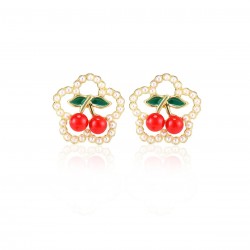 Cherry Pearl Stud Earrings