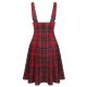 Red  Plaids Suspender Skirt