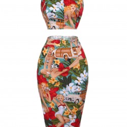 2PCS   Lady Crop Top & Pencil Skirt