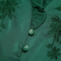 Dark Green  Floral Mullein Edge Tops