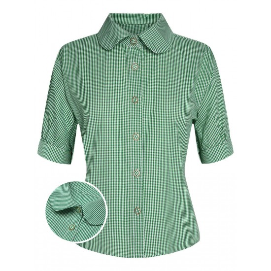 Green  Plaid Short Sleeve Shirt