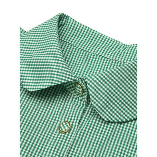 Green  Plaid Short Sleeve Shirt