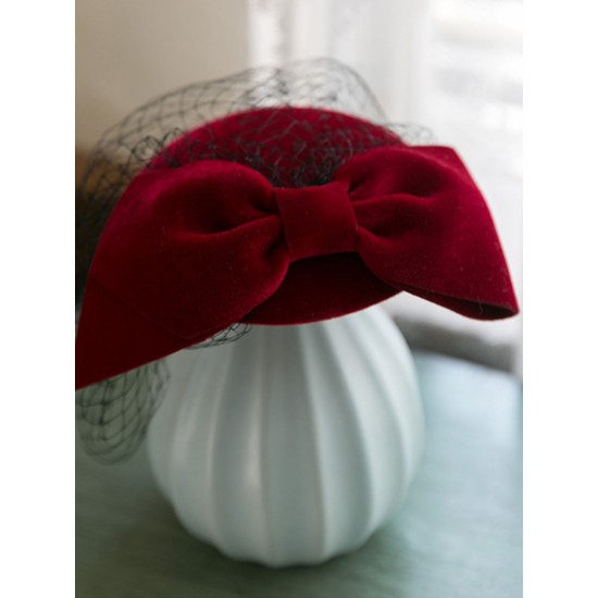  Wine Red Bowknot Fascinator