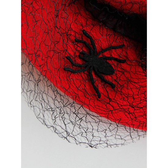 Red  Halloween Lace Spider Hat