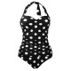  Halter Polka Dot One-Piece Swimsuit