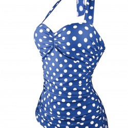  Halter Polka Dot One-Piece Swimsuit