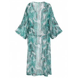 Green  Chiffon Floral Cover Up