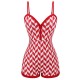 Red  Diamond Plaid Heart Collar Swimsuit