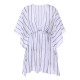  Striped Beach Sun Chiffon Blouse Cover-Up