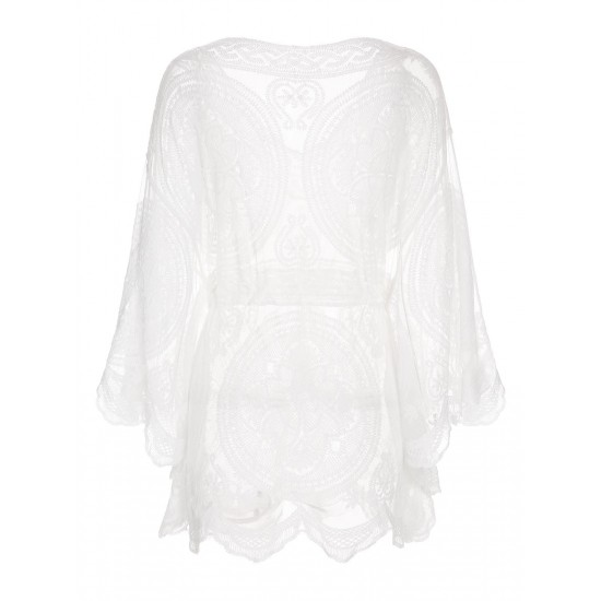 White  Lace Hollow Hedging Cover-up