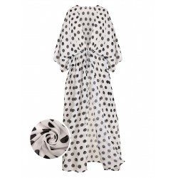 Black&White  Polka Dots Long Cover-up