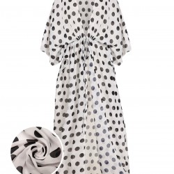 Black&White  Polka Dots Long Cover-up